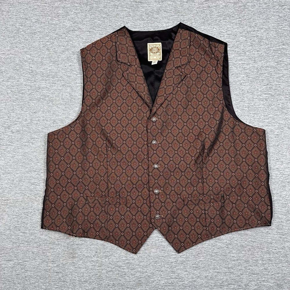 WAH Maker Frontier Vest Mens XXL Diamond Star Western Wear Rodeo Cowboy USA